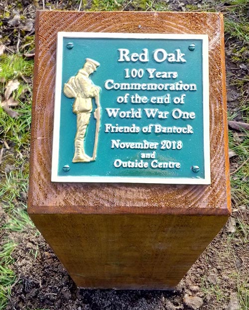 Bantock Tree WW1 Plaque